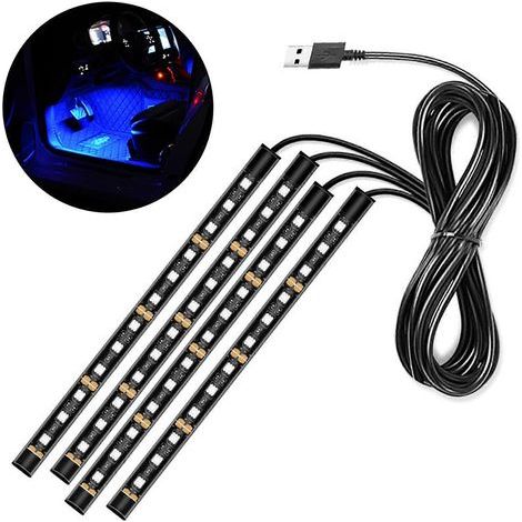 Bandes lumineuses LED pour voitures avec port USB, éclairage d'ambiance décoratif au sol, pièce détachée pour voiture (1/5)