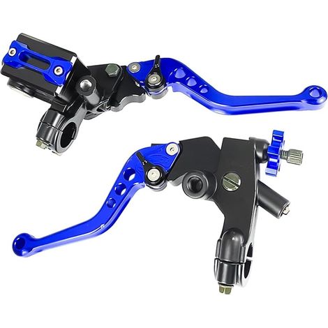 Levier d'embrayage Universel 7/8" 22mm Maître-Cylindre Pompe de Frein Réglable Compatible avec Yama-ha Polaris Suzuki Kawa-saki Honda Moto (bleu) (1/5)