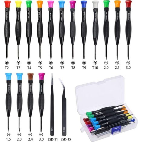 18 Pièces tournevis Torx Mini Magnétique Torx Flathead Phillips Petits Tournevis Brucelles avec T2 T3 T4 T5 T6 T7 T8 T9 T10 pour Xbox Ordinateur Téléphone Montre Bijoutiers (1/3)