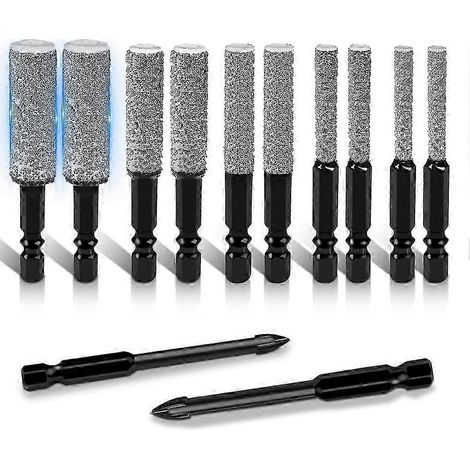 12PCS Diamond Drill Bit Set, 35mm Extended Diamond Brazed Grinding , Dry Drilling Wax Core, 1/4Inch Hex Shank (1/5)