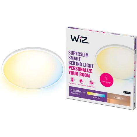 Plafonnier Connecté Wi-Fi SuperSlim blanc, 2700-6500K, 16W, Nuances de Blanc, fonctionne avec (1/5)