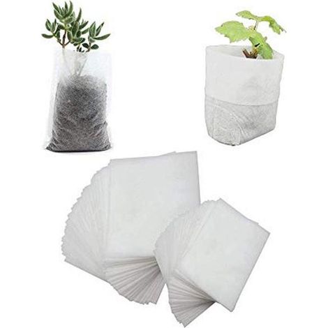 500 biologisch abbaubare Pflanzsäckchen (ohne Gewebe) – für Saatgut und Pflanzenanbau – Tomaten, Blumen u. v. m. – Weiß – 8 × 10 cm (1/5)