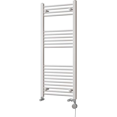 Zennor - White Dual Fuel Towel Rail H1200mm x W500mm Thermostatic - Straight (1/3)