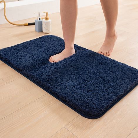 Alfombrilla de baño extra gruesa, antideslizante, de microfibra absorbente, lavable y gruesa (azul marino, 40 x 60 cm) (1/5)
