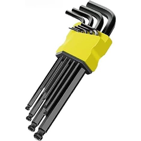 Lot de 9 clés hexagonales à extrémité sphérique - Kit de tournevis Allen (noir) (1/5)