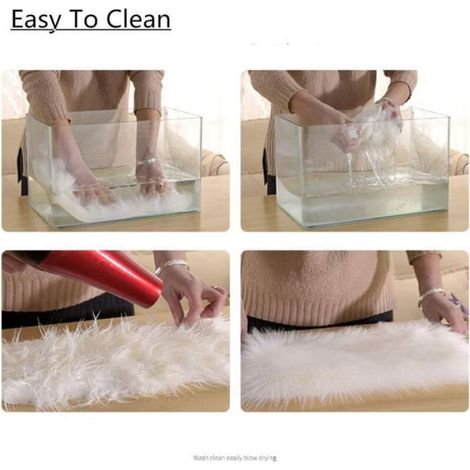 – Tapis shaggy en forme de cœur 40 x 50 cm – Acrylique doux et moelleux – Antidérapant pour sols froids – Lavable à 30 °C – Blanc (1/5)