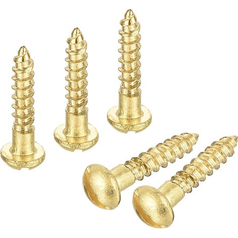 Vis à Bois M2 X 10mm à Tête Ronde Fendue en Laiton Auto-Taraudeuses 30 Pcs (1/5)