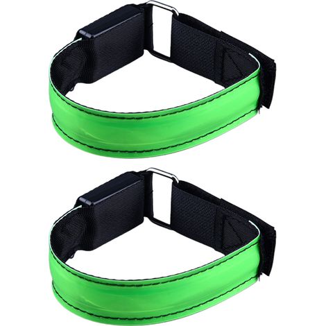 Bracelets lumineux LED rechargeables haute visibilité pour poignet, bras et cheville, idéaux pour la course et la marche nocturne. (1/5)