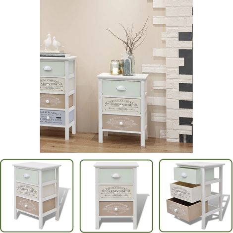 The Living Store Beistellschrank mit 3 Schubladen Französischer Stil Holz - Holz Sideboard - Französischer Landhausstil - Kommode - Flurstück - Nachtkast (1/5)