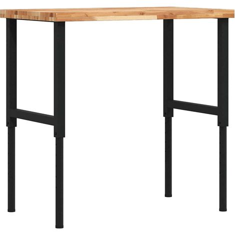 vidaXL Banco de trabajo rectangular madera maciza 100x60x(73-99,5) cm (1/2)