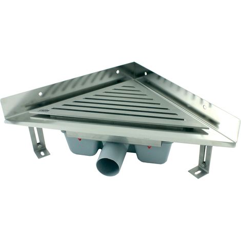 Caniveau d'angle Solusec pour douche - Grille inox 270x382 mm (1/3)