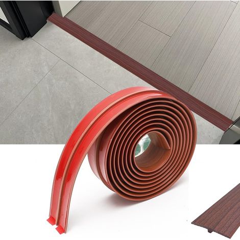 Profilé de transition en T, autocollant, 5 cm × 3 m, profilé de transition, en PVC, moulures moulées en T, remplissage d'espace plat, pour seuils de porte et sols de raccordement des carreaux (1/5)