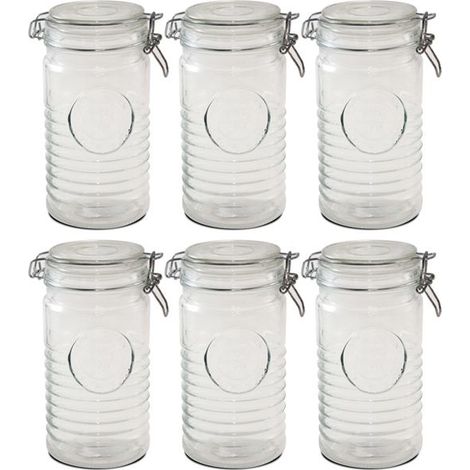 Bocal hermétique de conservation en verre - JUANIO - Lot de 6 - 0,7 L - Hauteur 14,5 cm - Diamètre 10,2 cm (1/5)