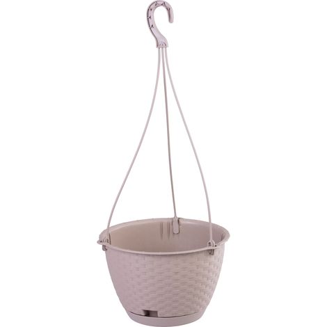 Blumentopf RATOLLA Round W 240, hängend, Mokka, mit Untersetzer, Hängetopf, mit Aufhänger