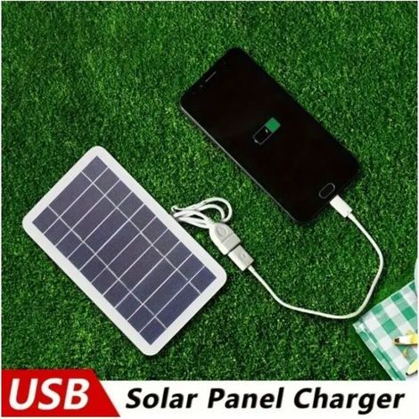 Panneau solaire USB 1 pièce - Alimentation solaire, connecteur USB femelle vers USB mâle - Compatible avec téléphones, batteries externes, lampes de poche et ventilateurs