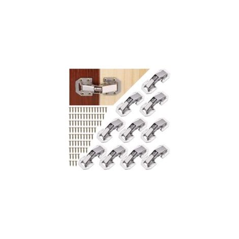Remitery – Paquete de 10 bisagras invisibles de 3,2 x 7,7 cm – Acero laminado en frío – Mecanismo de cierre automático – 80 tornillos incluidos – Crezuo
