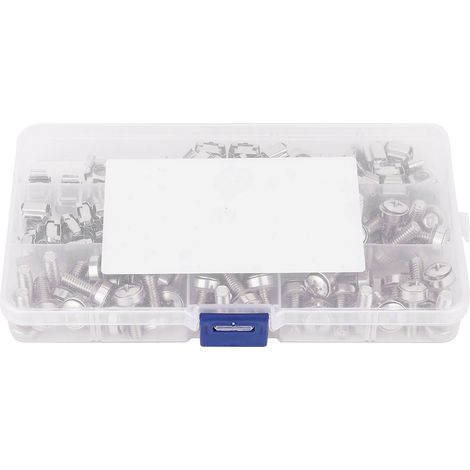 Lot de 50 vis à cage M6x20 pour baie de brassage, écrous à griffes M6, fixation rack, acier, noir (1/4)