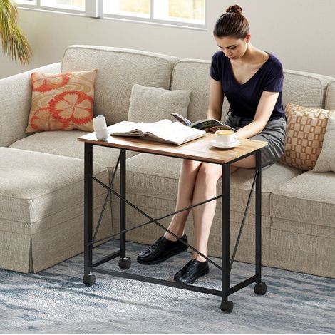 MEUBLIV Escritorio plegable de 80 cm con ruedas, color roble, ahorro de espacio (1/5)