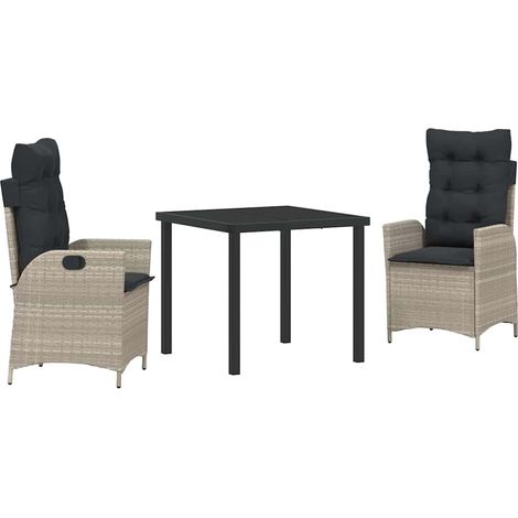 Garden Dining Set 3 pcs Light Grey Poly Rattan vidaXL (1/5)