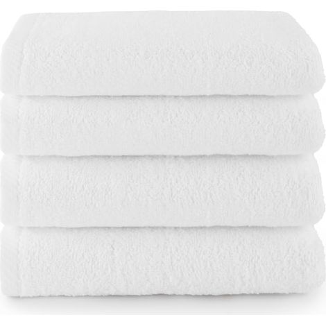 Plafonnier Cristal Serviette de Bain - Lot de 4 - Coton Peigné - Absorption Rapide - Salle de Bain - 30x50 Cm - Blanc (1/4)