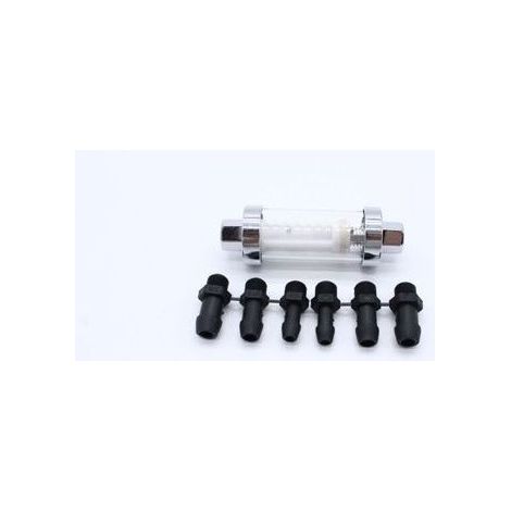 pair Raccords universels 3/8 \"1/4\" 5/16 \", filtres à carburant en ligne réutilisables en verre à gaz chromé (1/5)