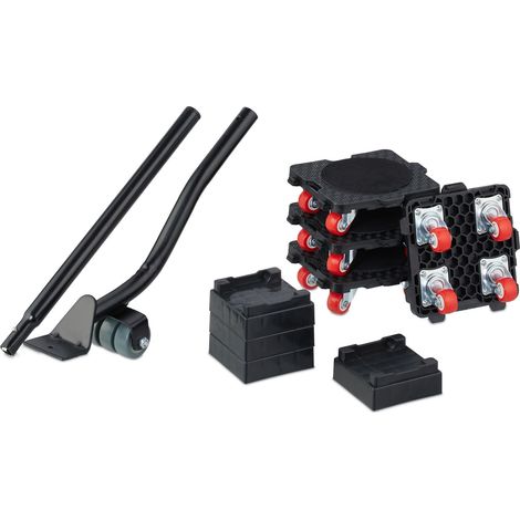 Kit de déplacement de meubles pratiques polyvalent pour ménage déménagement 50 x 30 x 10 cm en plastique rouge (1/4)