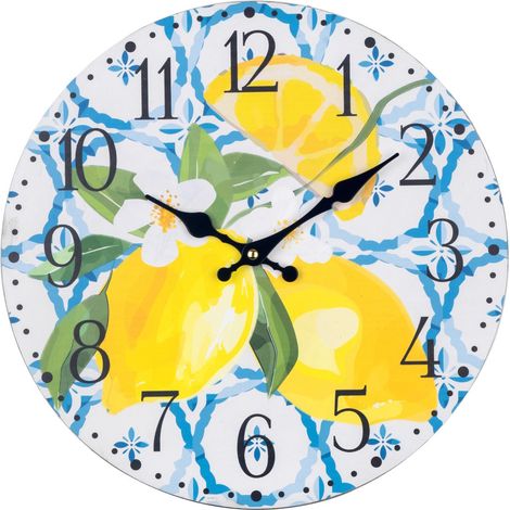 Orologio da parete decorativo con limoni, stile fresco e moderno per cucina, soggiorno o sala da pranzo, regalo ideale per gli amanti della frutta