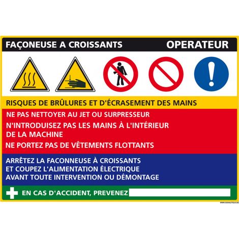 Panneau Fiche de Poste Façonneuse à Croissants (C0823) - Adhésif - 300 x 210 mm