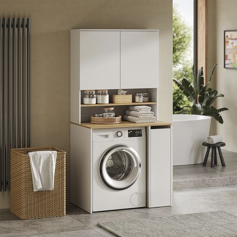 armario para lavadora Viktor, Blanco/Roble artesanal, 93.6 x 88.2 cm 2 partes con estante, Vicco (1/5)