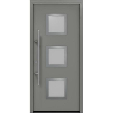 Hörmann Ecostar Haustür "ISOPRO Secur IPS 810S", graualuminium matt (RAL 9007), 110 x 210 cm (B x H), DIN Links