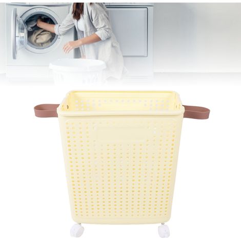 XL Wäschekorb aus cremefarbenem Polypropylen mit Rollen, faltbarer Wäschekorb für Schmutzwäsche mit Rollen (1/5)