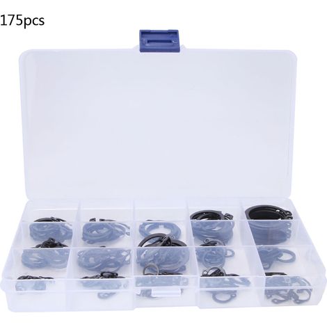 175 pièces clips d'arrêt 65Mn acier à ressort, bagues de retenue intérieures et extérieures, assortiment ∅6-∅25 mm (1/5)