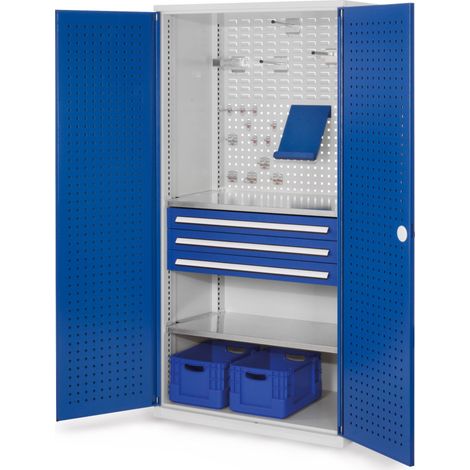 Kappes ®RasterPlan Schubladenschränke 1950x1000x600mm Lochplattentüren Modell 12 enzianblau
