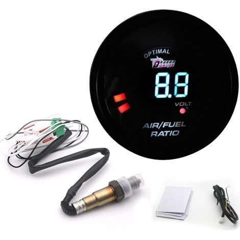 Kit de jauge de rapport air/carburant numérique 2 en 1, 52 mm, bande étroite, 12 V, avec capteur d'oxygène O2, accessoires de modification automobile (1/5)