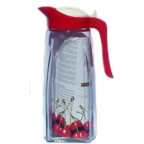 TrAdE Shop Traesio - Brocca Caraffa In Vetro Con Coperchio Colorato Bibite Bevande Frigo 1,5 Lt -