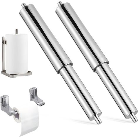 Lot de 2 porte-rouleaux de papier toilette - Barre à ressort - Porte-rouleau de papier toilette de rechange pour simple (1/5)