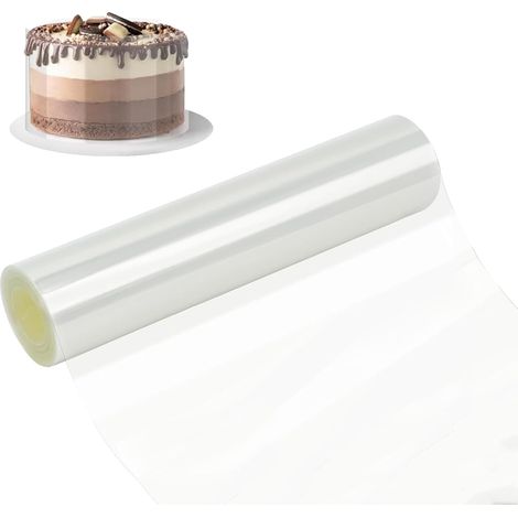 Film de acetato transparente para repostería de 15 cm x 5 m: film de acetato grueso, flexible y reutilizable para alimentos y repostería, ideal para mousses, tartas de chocolate, tartas de queso y dec (1/5)