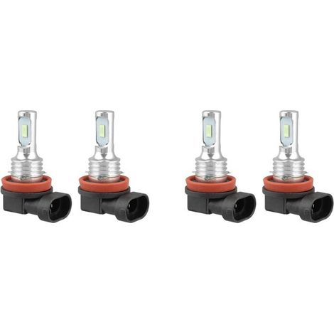 Adatto per 4 set di lampadine LED ultra luminose per fari H8 H9 H11, anabbaglianti e abbaglianti integrati, 8000 lumen, 8000K blu ghiaccio, 80 watt