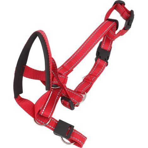Atmungsaktives Hunde-Kopfhalfter, Maulkorbgeschirr mit verstellbarem Riemen, rot XL, ideal für den Einsatz im Freien. (1/5)