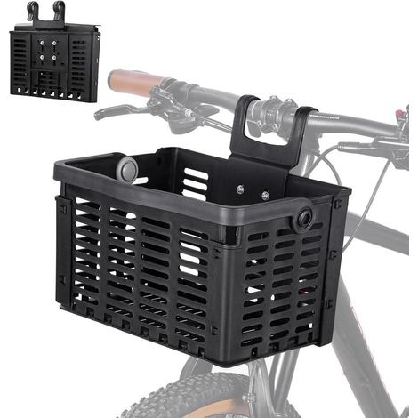 Panier avant pliable pour vélo, panier en plastique, avec poignée, léger et facile à installer. (1/5)