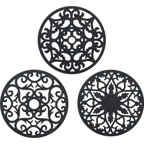 Set di 3 sottopentola in silicone, antiscivolo, resistenti al calore (250 °C), poggia-cucchiaio multifunzionale, sottobicchiere da cucina, tovaglietta per cucina e sala da pranzo. (1/5)