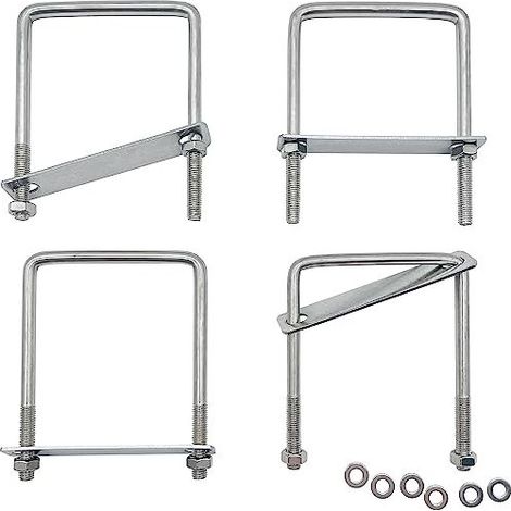4 Pcs Boulons en U Carrés Acier Inoxydable 304 M8x120x80mm Carré Tube avec écrous, plaque de cadre pour Fixation des Tuyaus Corde Boulon - (1/5)