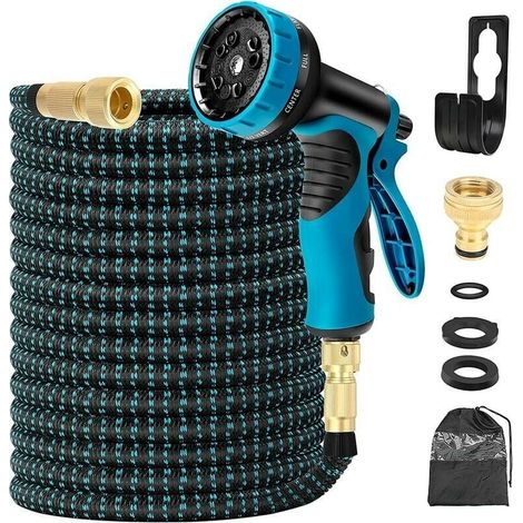 Tuyau d'arrosage extensible de 22.5 m/75FT pieds, latex naturel à 3 couches, tuyau d'eau flexible, arrosage du jardin ou lavage de voiture