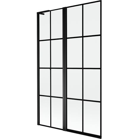 Mexen Mist L mampara de baño 2 hojas izquierda 110 x 150 cm, rejilla negra, negro - 8A9L-110-011-70-77-L (1/5)