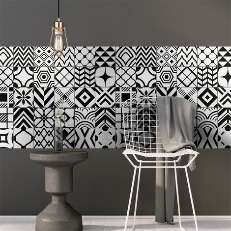 Sticker Mural Carrelage adhésif Cuisine Salle de Bain - 30 STICKERS CARRELAGES SCANDINAVE GLASGOW - 30stickers10x10cm (1/5)