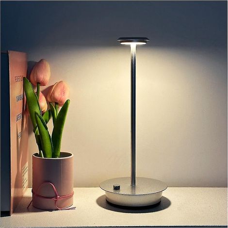 Lampe de bureau LED en métal étanche et rechargeable, à intensité variable tactile, idéale pour un bar ou un salon. (1/5)