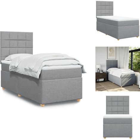 Sommier à lattes de lit avec matelas Gris clair 100x200cm Tissu - Sommier À Lattes De Lit - Sommiers À Lattes De Lit - Lit - Meuble De Chambre À Coucher (1/5)