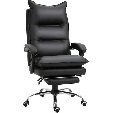 Fauteuil de bureau réglable avec repose-pieds en simili cuir noir 66x72x122-130 cm MODENUIT (1/5)