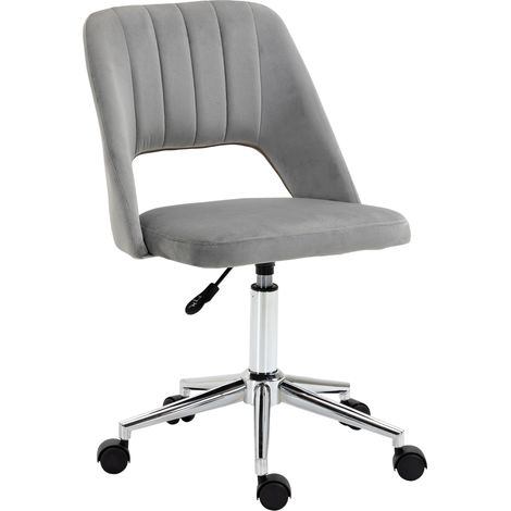 Höhenverstellbarer Bürostuhl mit 360°-Drehrollen, geschwungener Sitzschale, Schaumstoffpolsterung, Maße 49 x 60 x 79–91 cm, Farbe: Grau