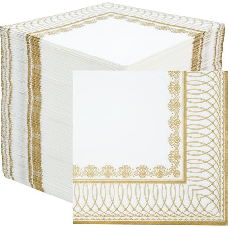 Table Fun 100 x Tovaglioli di carta dorati morbidi monouso, 2 veli 33 cm, eleganti tovaglioli per matrimoni, anniversari e feste di Natale, marchio britannico, prodotto nell'UE (1/2)